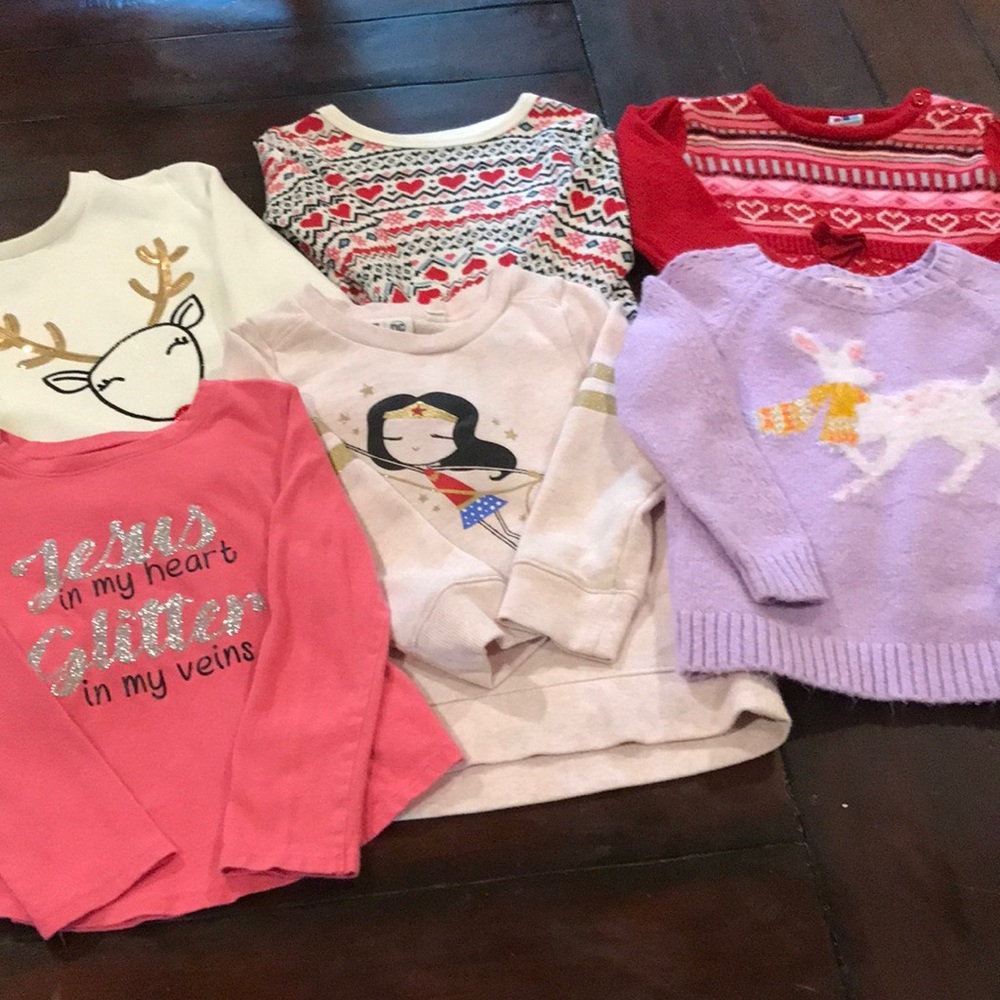 Lot of 6pcs - Size 3T, 5 sweaters & 1 sweater dress